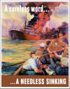 U.S. Merchant Marine "A Careless Word...A Needless Sinking" WWII Poster
