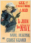 "Gee!! I Wish I Were A Man" (Navy & USCG) Color Poster