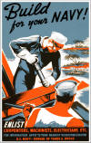 WWI Color Poster: "Build For Your Navy" - 17" X 22" Size