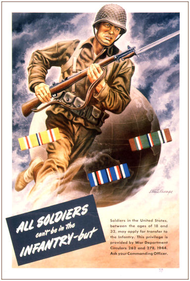 "All Soldiers Can't Be Infantry" World War Two Color Poster