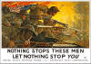 WWI Color Poster: "Nothing Stops These Men" - 17" X 22" Size